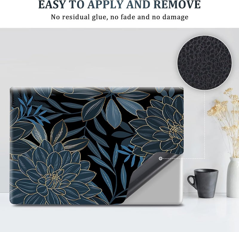 ARTSO 12 13 14 15 15.4 15.6 Inches Laptop Skin Sticker Decal Universal Netbook Skin Sticker Reusable Soft Notebook Art Protector Cover Decal, Blue Flower - Image 3